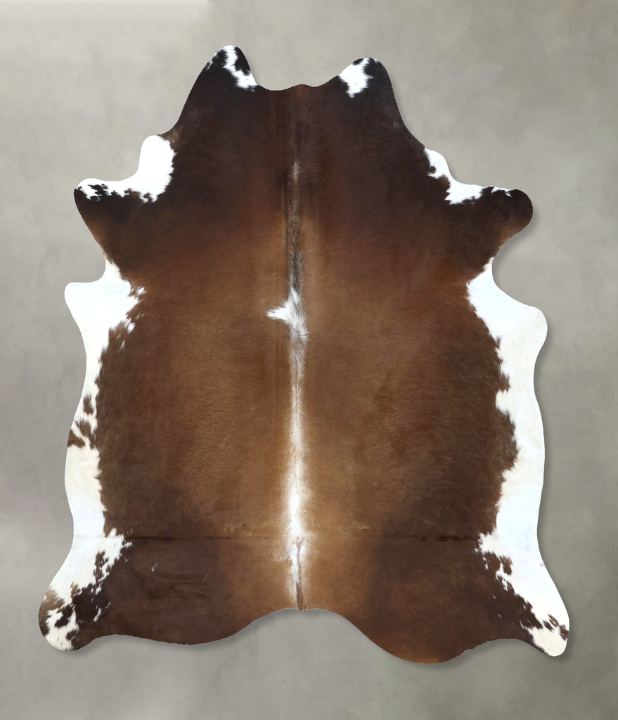 Chocolate and White X-Large Brazilian Cowhide Rug 7'8"H x 6'6"W #B20816 by Hudson Hides