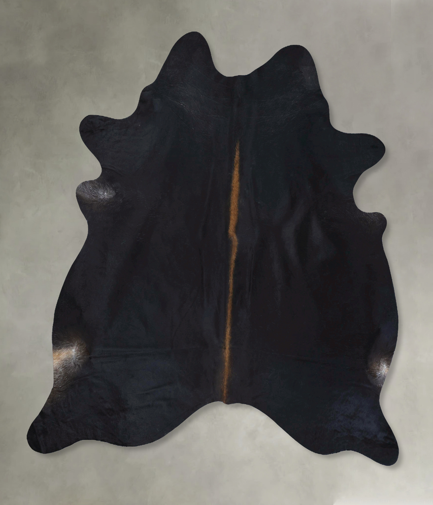 Solid Black XX-Large Brazilian Cowhide Rug 8'1"H x 6'9"W #B20833 by Hudson Hides