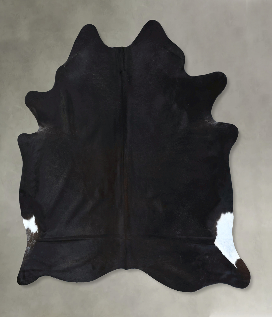 Solid Black XX-Large Brazilian Cowhide Rug 7'10"H x 6'9"W #B20874 by Hudson Hides