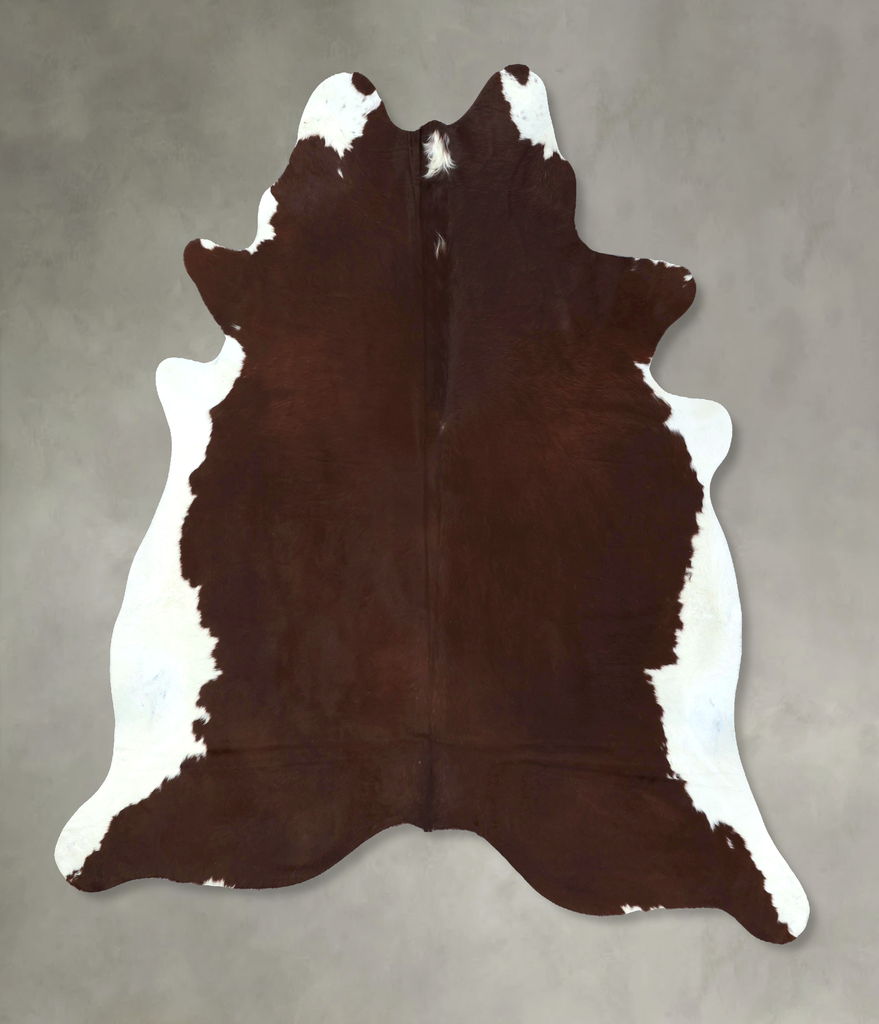 Brown and White Regular XX-Large Brazilian Cowhide Rug 7'8"H x 7'0"W #B20877 by Hudson Hides