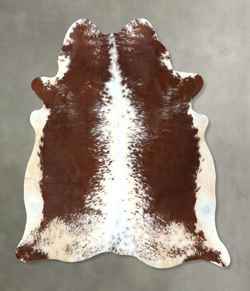 Brown and White X-Large Brazilian Cowhide Rug 7'4"H x 6'4"W #B20884 by Hudson Hides