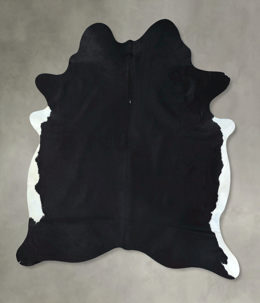 Solid Black XX-Large Brazilian Cowhide Rug 8'0"H x 6'6"W #B20893 by Hudson Hides