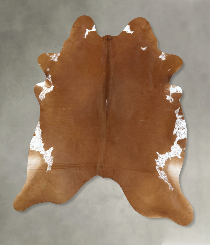 Brown and White Regular XX-Large Brazilian Cowhide Rug 7'9"H x 6'9"W #B20896 by Hudson Hides