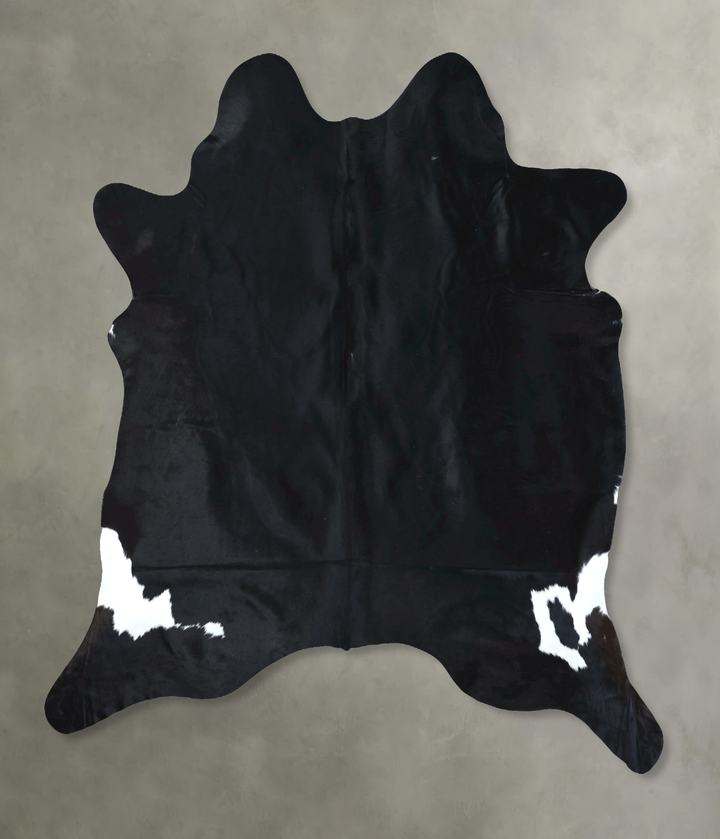 Solid Black XX-Large Brazilian Cowhide Rug 8'1"H x 7'0"W #B20912 by Hudson Hides