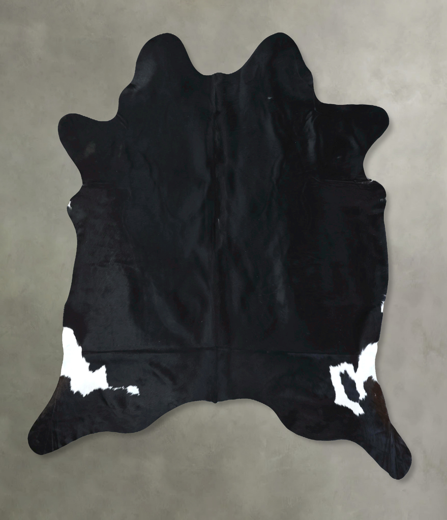 Solid Black XX-Large Brazilian Cowhide Rug 8'1"H x 7'0"W #B20912 by Hudson Hides