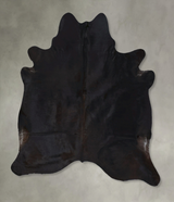 Solid Black X-Large Brazilian Cowhide Rug 7'5"H x 6'5"W #B20914 by Hudson Hides