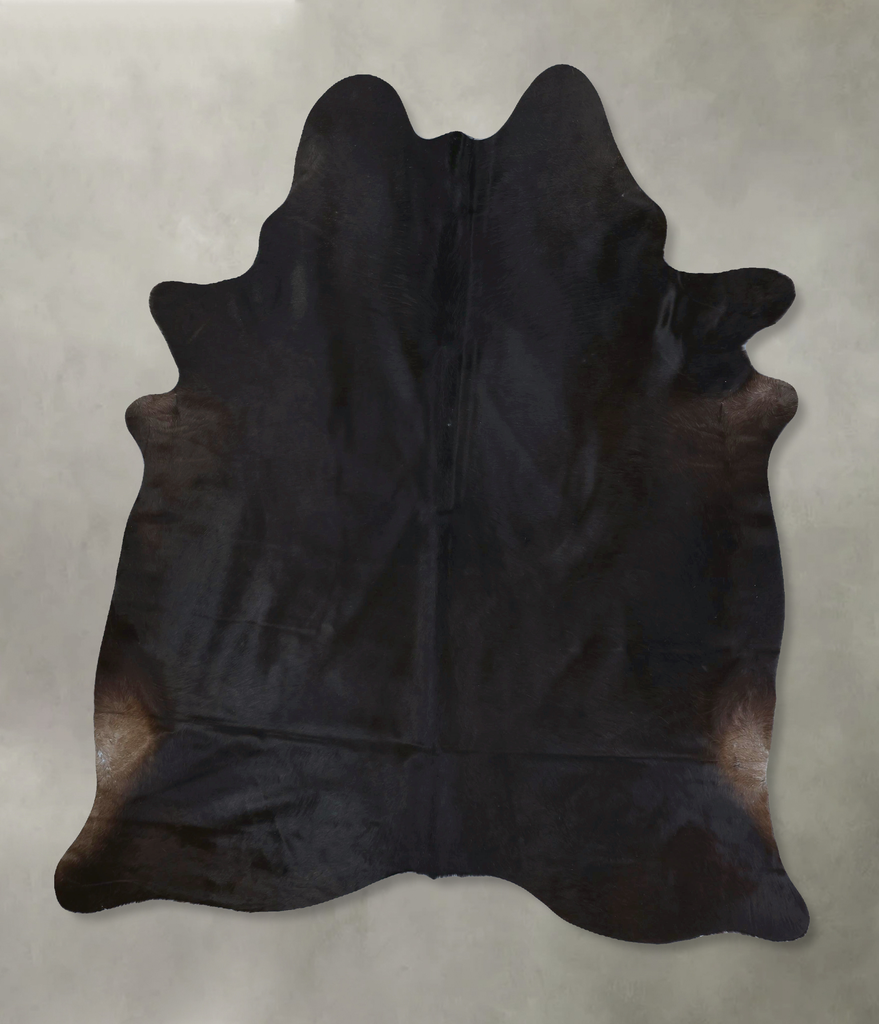 Solid Black XX-Large Brazilian Cowhide Rug 8'1"H x 6'4"W #B20919 by Hudson Hides