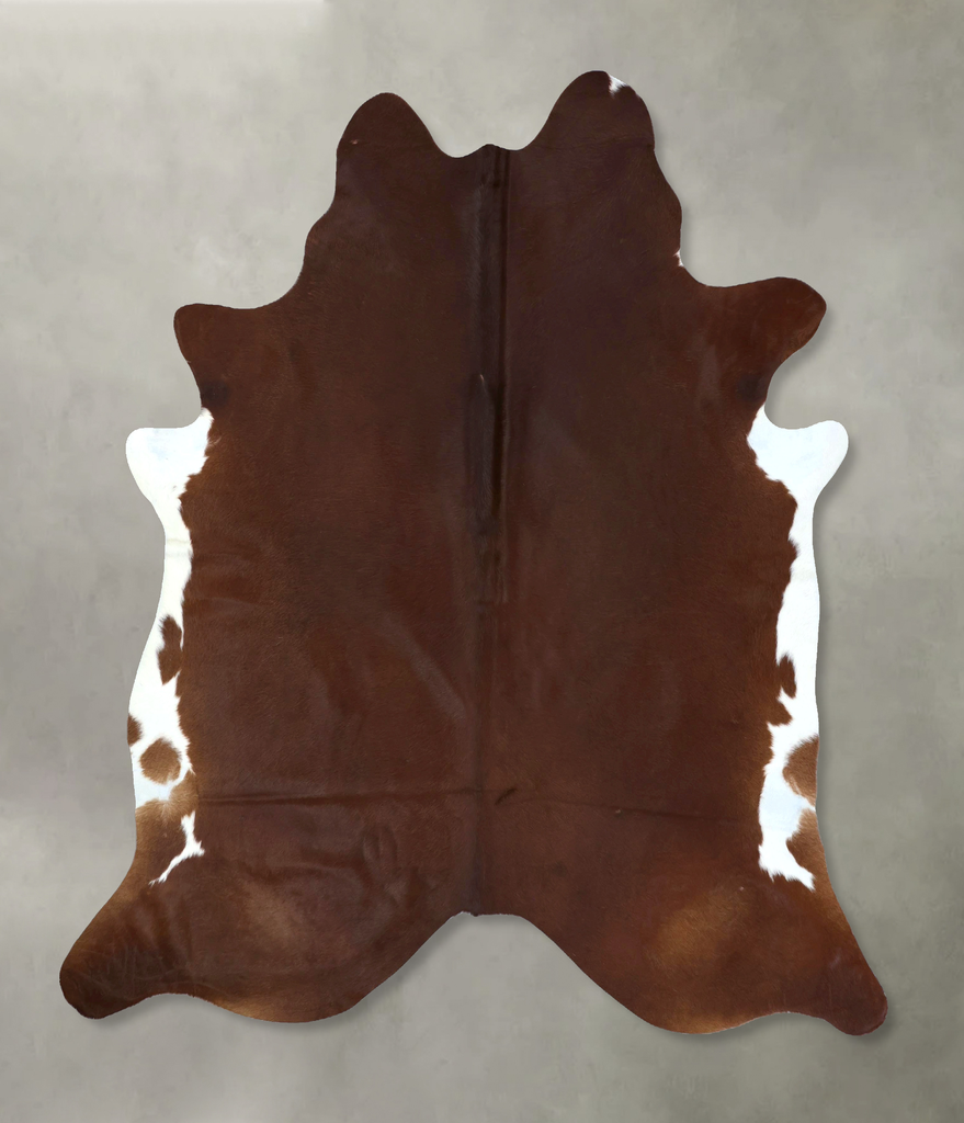 Brown and White Regular XX-Large Brazilian Cowhide Rug 7'11"H x 6'11"W #B20928 by Hudson Hides