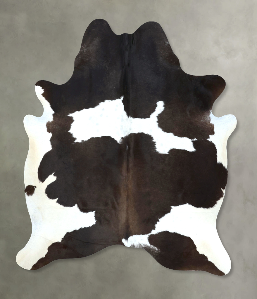 Chocolate and White X-Large Brazilian Cowhide Rug 7'4"H x 6'1"W #B20940 by Hudson Hides