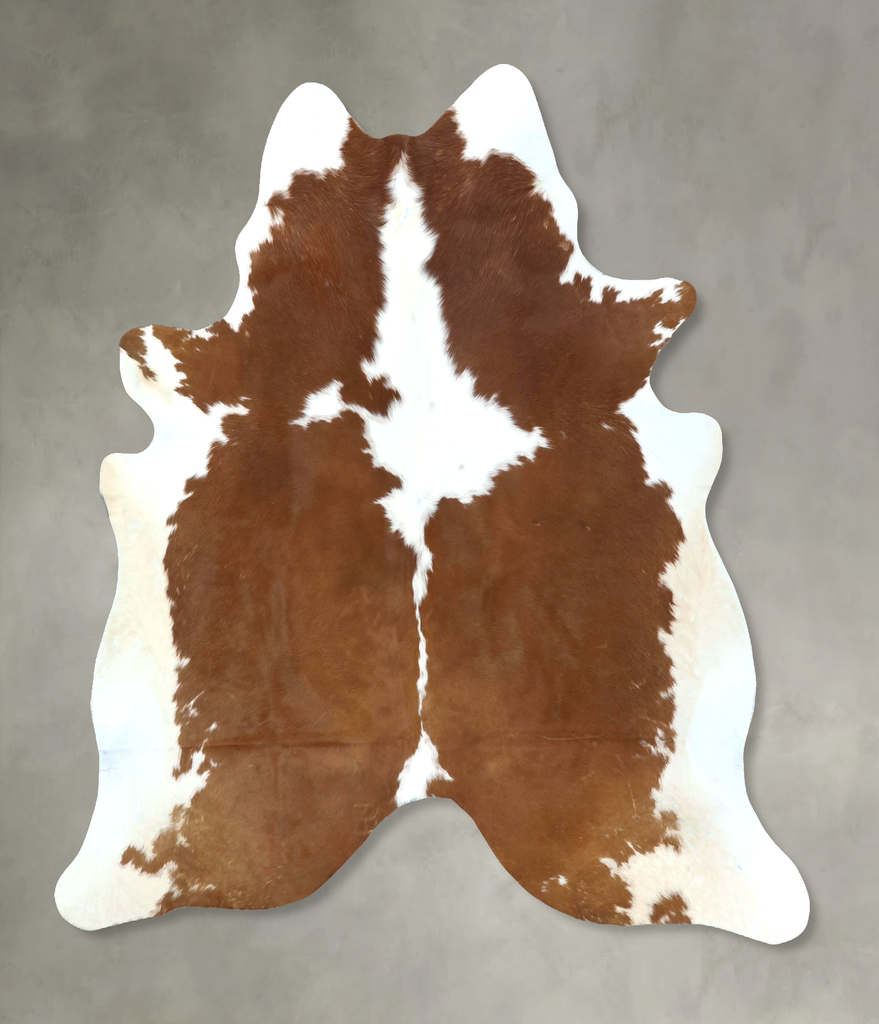 Brown and White XX-Large Brazilian Cowhide Rug 7'6"H x 6'10"W #B20946 by Hudson Hides