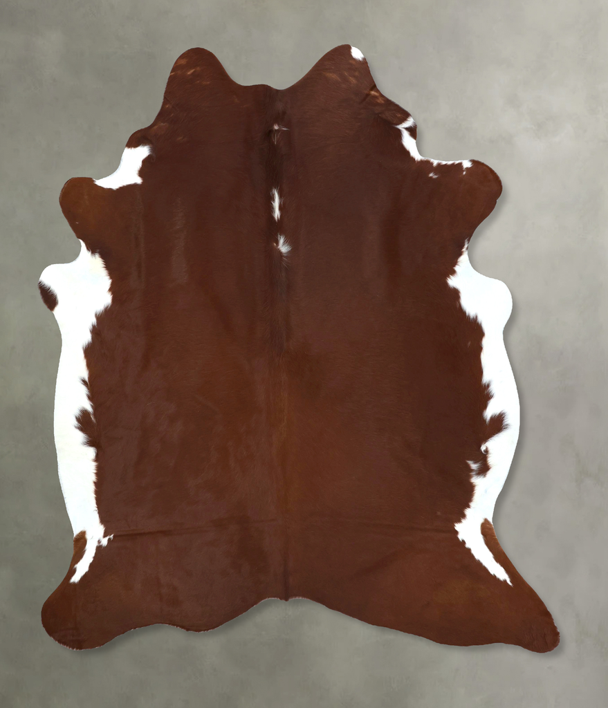 Brown and White Regular X-Large Brazilian Cowhide Rug 7'6"H x 6'1"W #B20961 by Hudson Hides