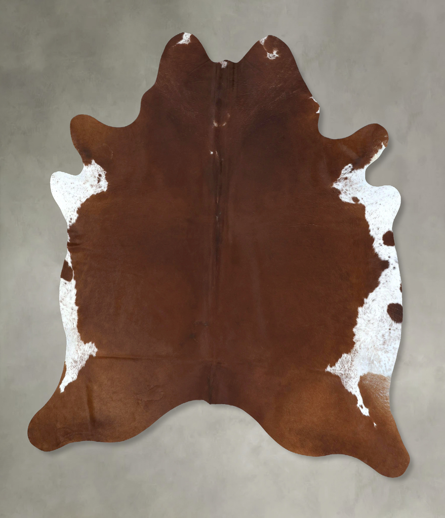 Brown and White Regular XX-Large Brazilian Cowhide Rug 7'9"H x 6'9"W #B20981 by Hudson Hides