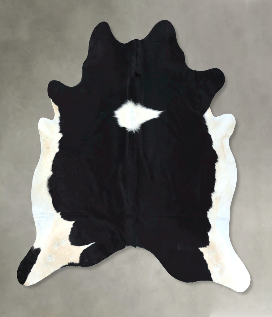 Black and White XX-Large Brazilian Cowhide Rug 7'7"H x 7'0"W #B20984 by Hudson Hides