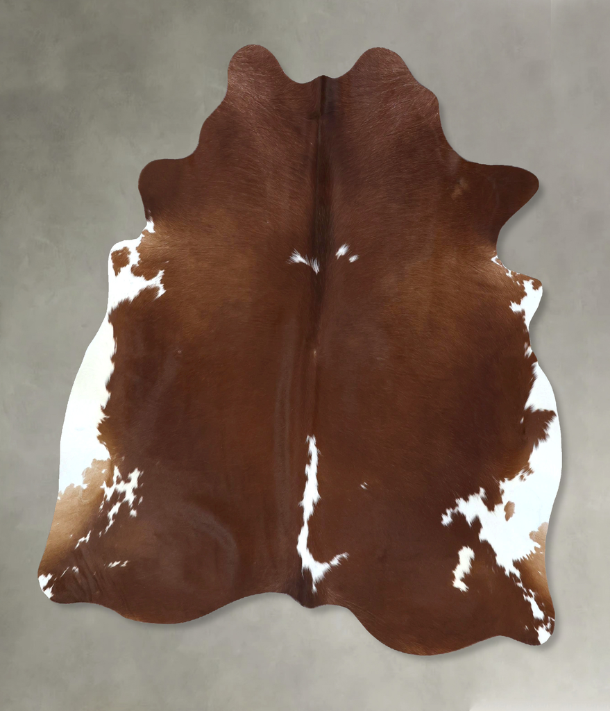 Brown and White Regular Large Brazilian Cowhide Rug 6'7"H x 6'0"W #B20990 by Hudson Hides