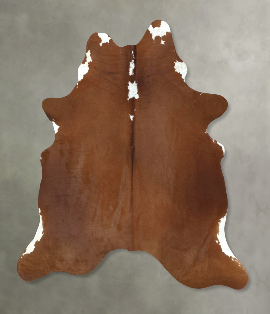 Brown and White Regular Large Brazilian Cowhide Rug 6'7"H x 5'4"W #B20993 by Hudson Hides