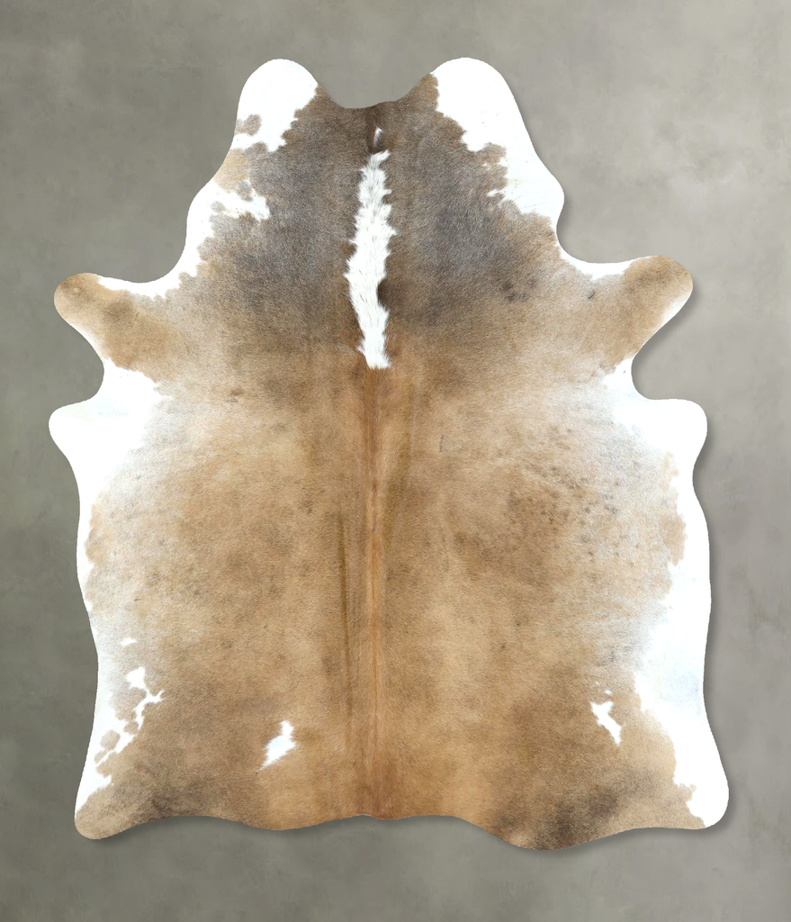 Grey with Beige Large Brazilian Cowhide Rug 6'9"H x 5'3"W #B21035 by Hudson Hides