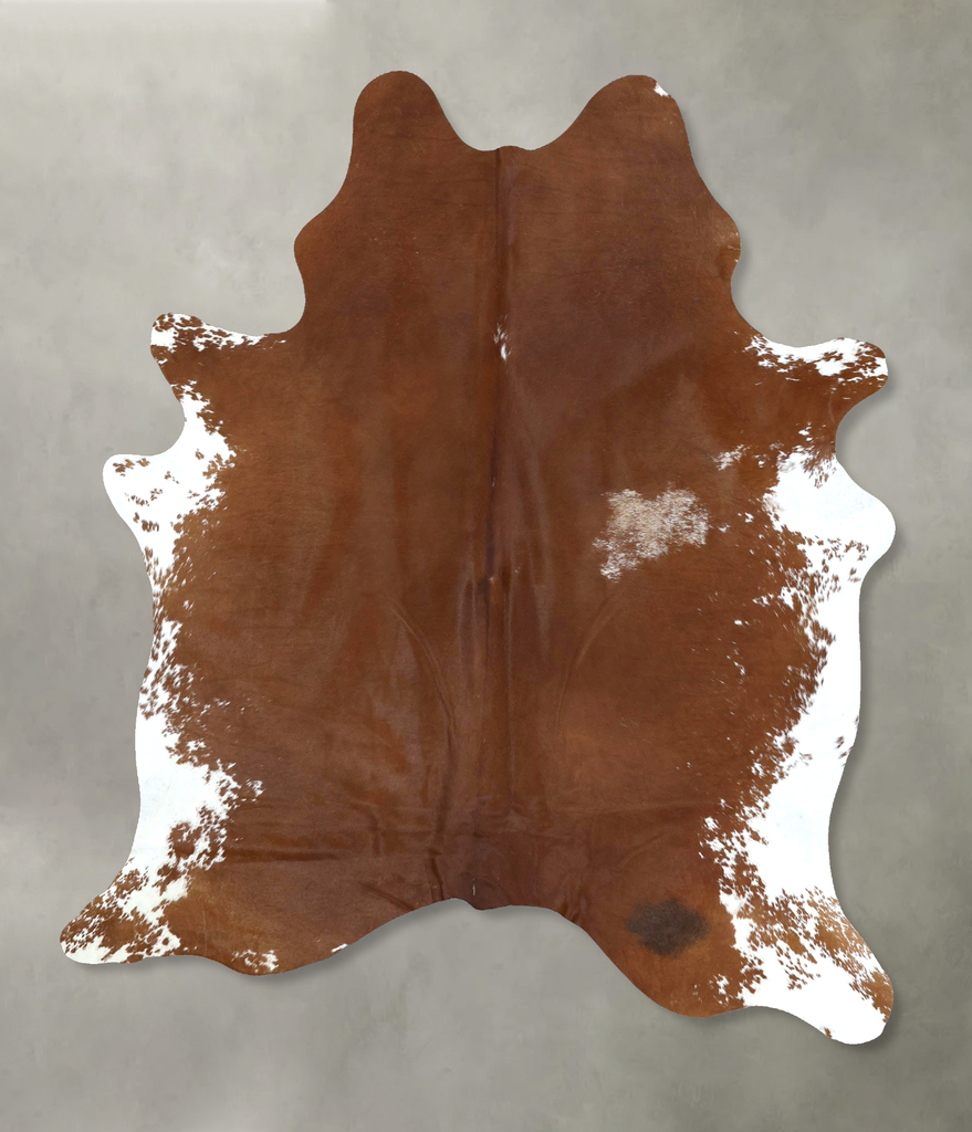 Brown and White Regular X-Large Brazilian Cowhide Rug 7'7"H x 5'11"W #B21041 by Hudson Hides