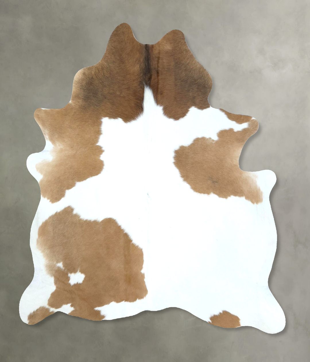 Brown and White Large Brazilian Cowhide Rug 6'0"H x 5'0"W #B21049 by H