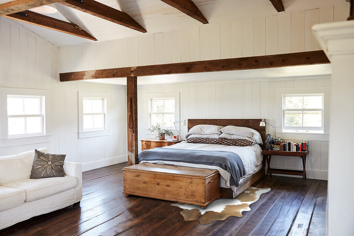 Brown and White Large Brazilian Cowhide Rug 6'0"H x 5'0"W #B21049 by Hudson Hides