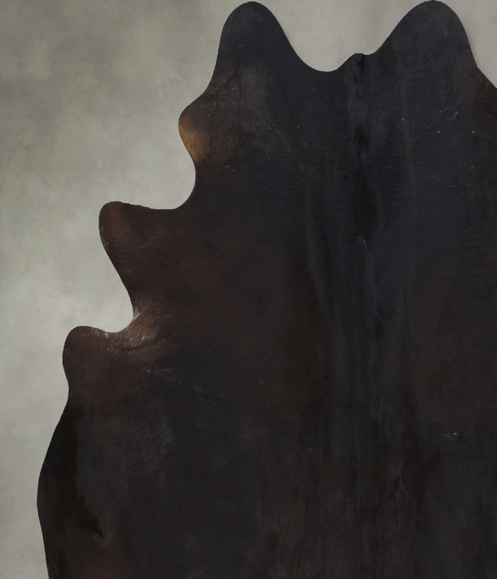 Solid Black X-Large Brazilian Cowhide Rug 7'0"H x 6'6"W #B21054 by Hudson Hides