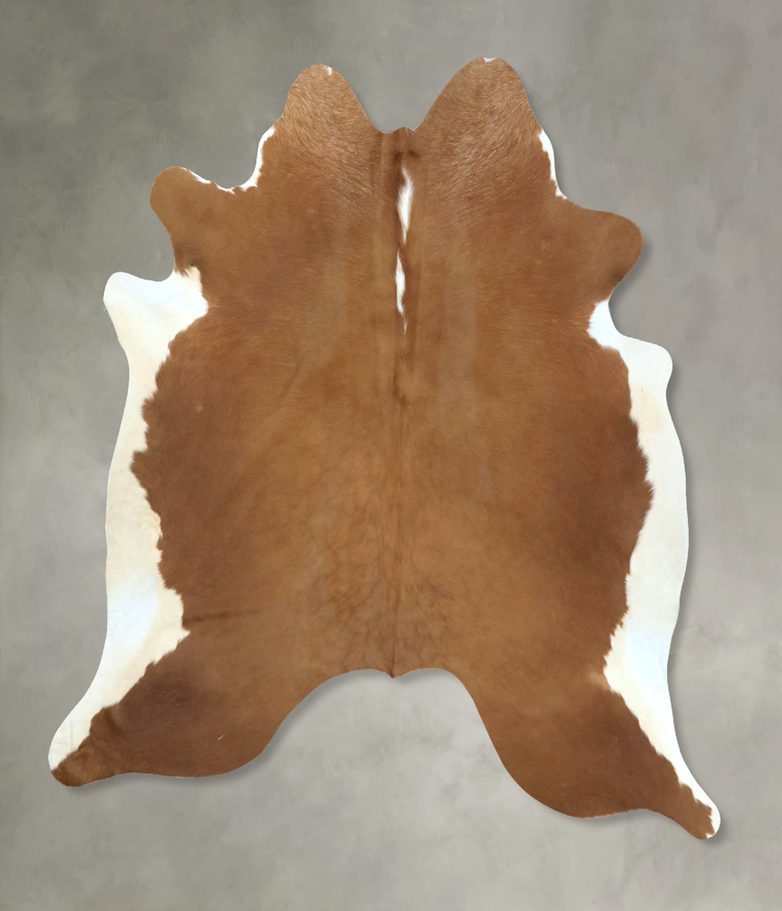 Brown and White Regular X-Large Brazilian Cowhide Rug 6'10"H x 6'6"W #B21059 by Hudson Hides