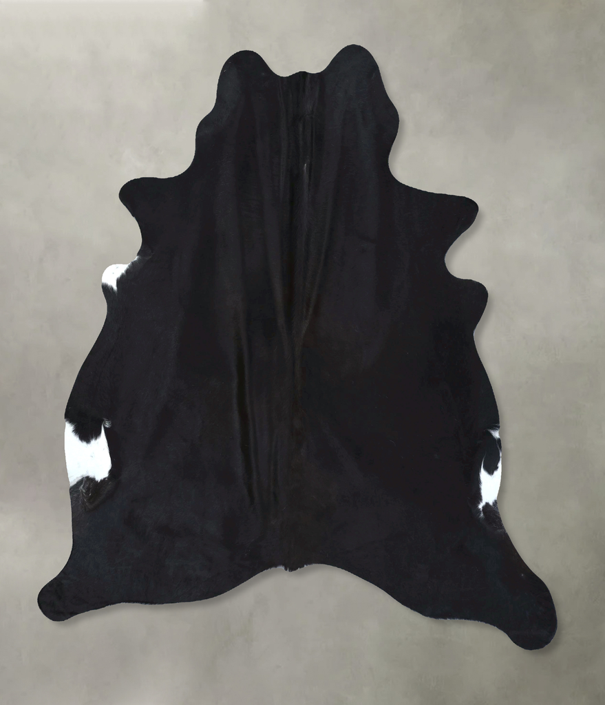 Solid Black Large Brazilian Cowhide Rug 6'11"H x 5'8"W #B21063 by Hudson Hides