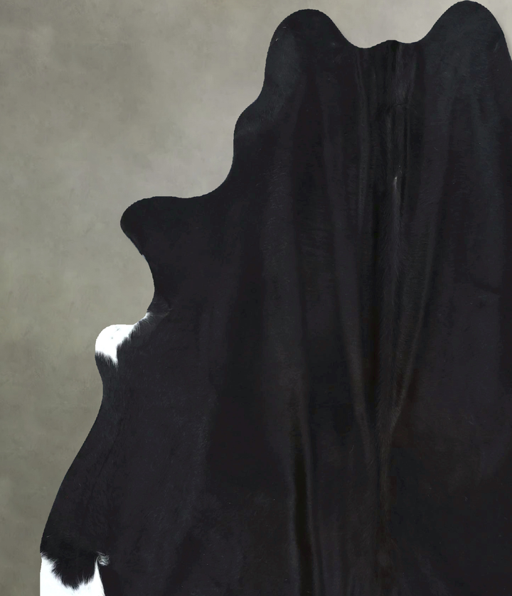 Solid Black Large Brazilian Cowhide Rug 6'11"H x 5'8"W #B21063 by Hudson Hides