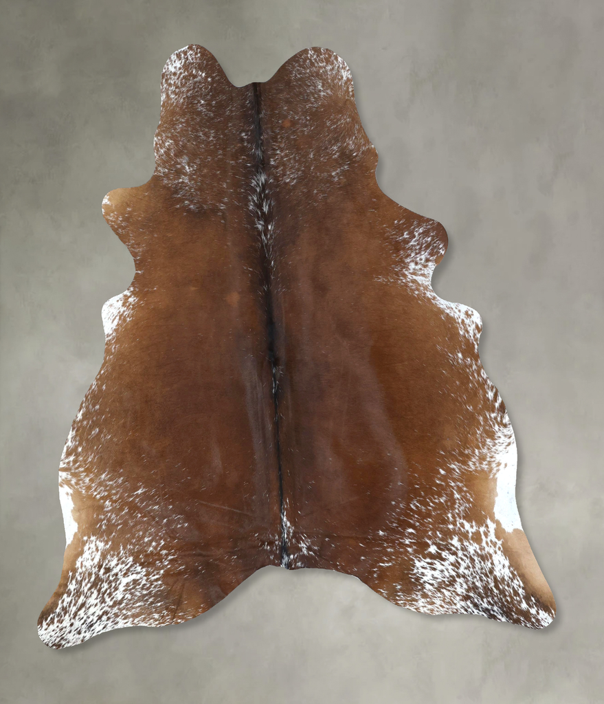 Salt and Pepper Brown X-Large Brazilian Cowhide Rug 7'2"H x 5'11"W #B21066 by Hudson Hides