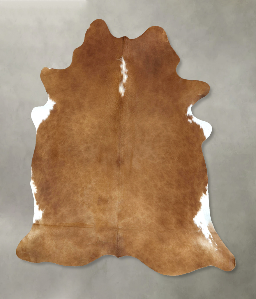 Brown and White Regular X-Large Brazilian Cowhide Rug 7'3"H x 6'3"W #B21067 by Hudson Hides