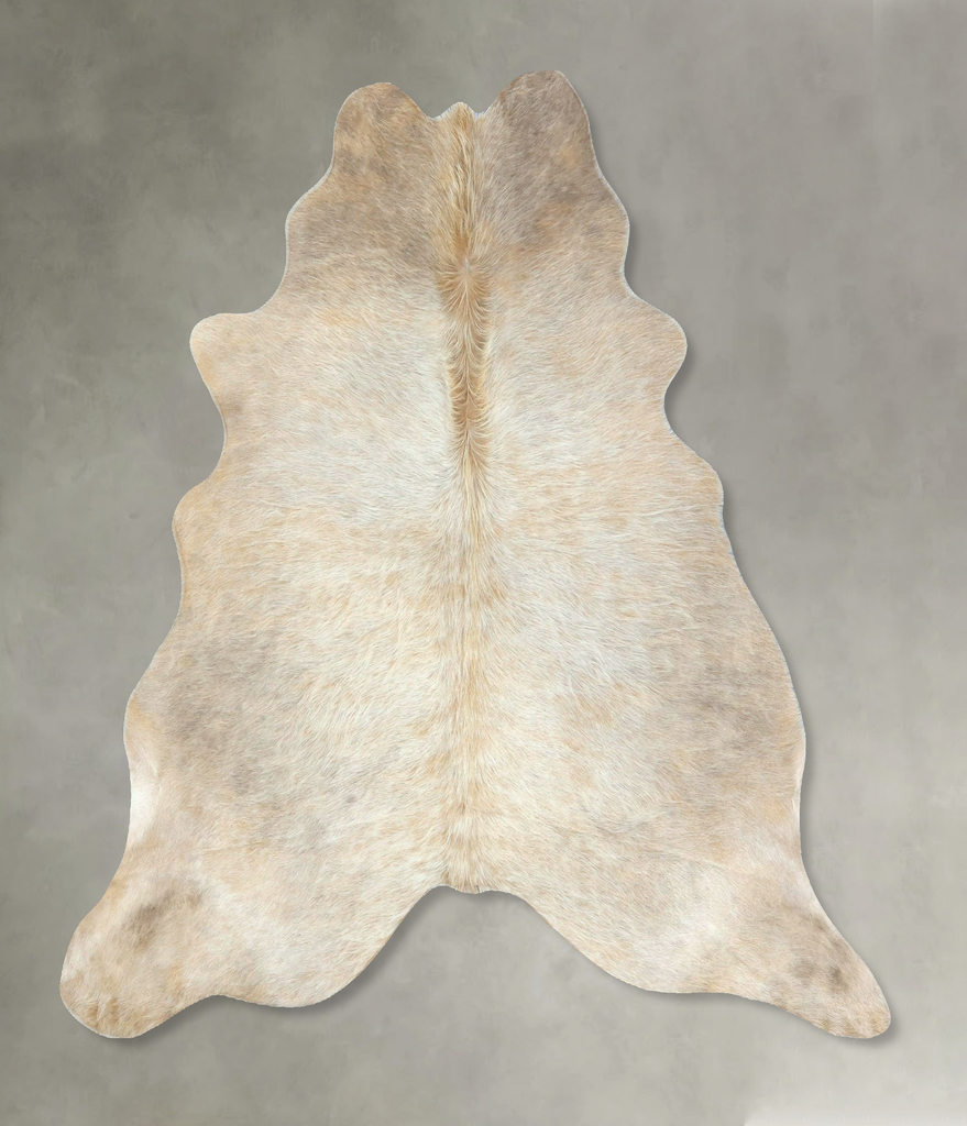 Ivory with Beige Large Brazilian Cowhide Rug 6'3"H x 6'1"W #B21068 by Hudson Hides