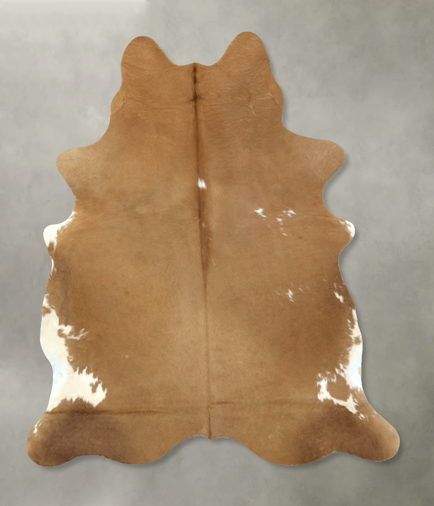 Beige X-Large Brazilian Cowhide Rug 7'0"H x 6'0"W #B21080 by Hudson Hides