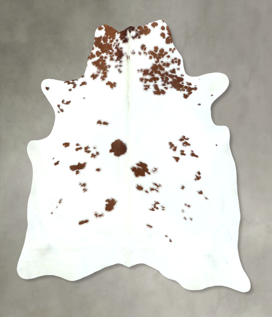 Brown and White Regular X-Large Brazilian Cowhide Rug 6'10"H x 6'4"W #B21085 by Hudson Hides