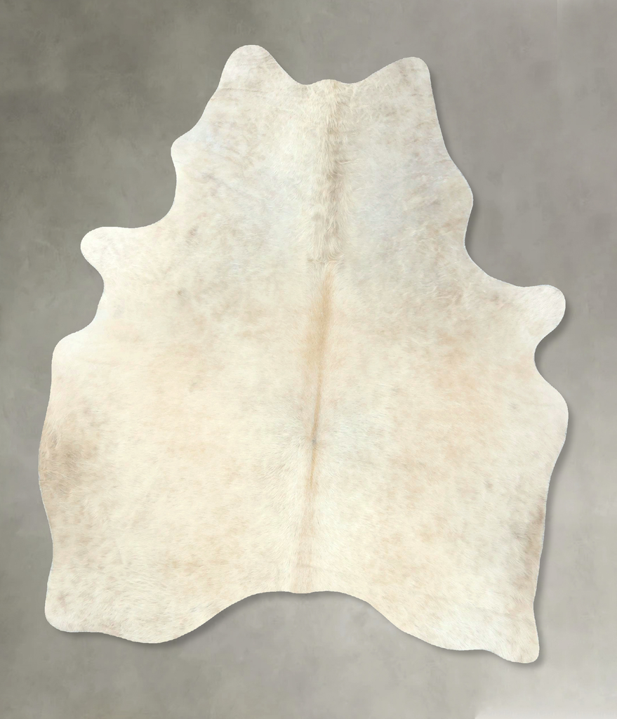 Ivory with Beige Medium Brazilian Cowhide Rug 6'1"H x 4'10"W #B21087 by Hudson Hides