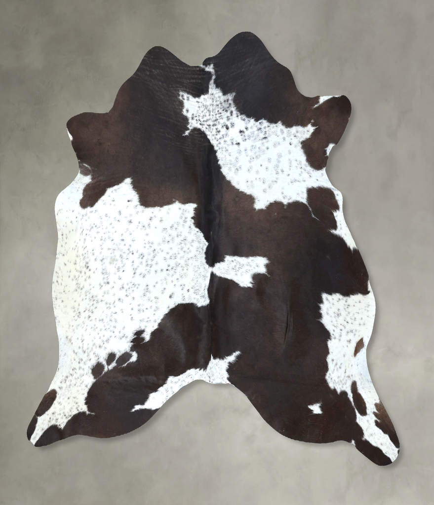 Chocolate and White Large Brazilian Cowhide Rug 6'1"H x 5'11"W #B21089 by Hudson Hides