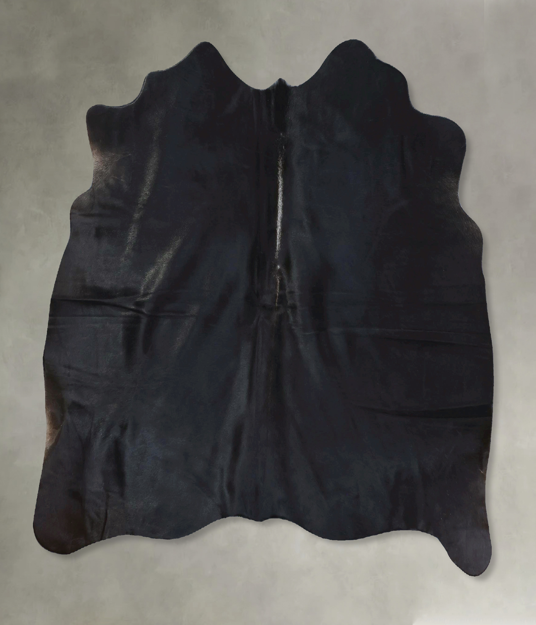 Solid Black Medium Brazilian Cowhide Rug 5'4"H x 5'2"W #B21097 by Huds