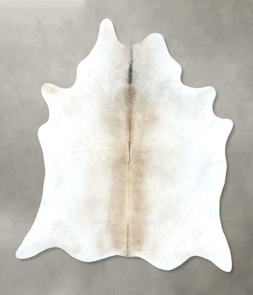 Ivory with Beige X-Large Brazilian Cowhide Rug 7'2"H x 6'1"W #B21104 by Hudson Hides