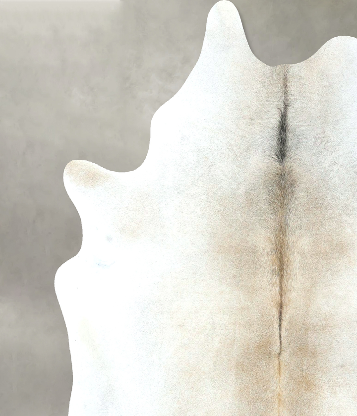 Ivory with Beige X-Large Brazilian Cowhide Rug 7'2"H x 6'1"W #B21104 by Hudson Hides