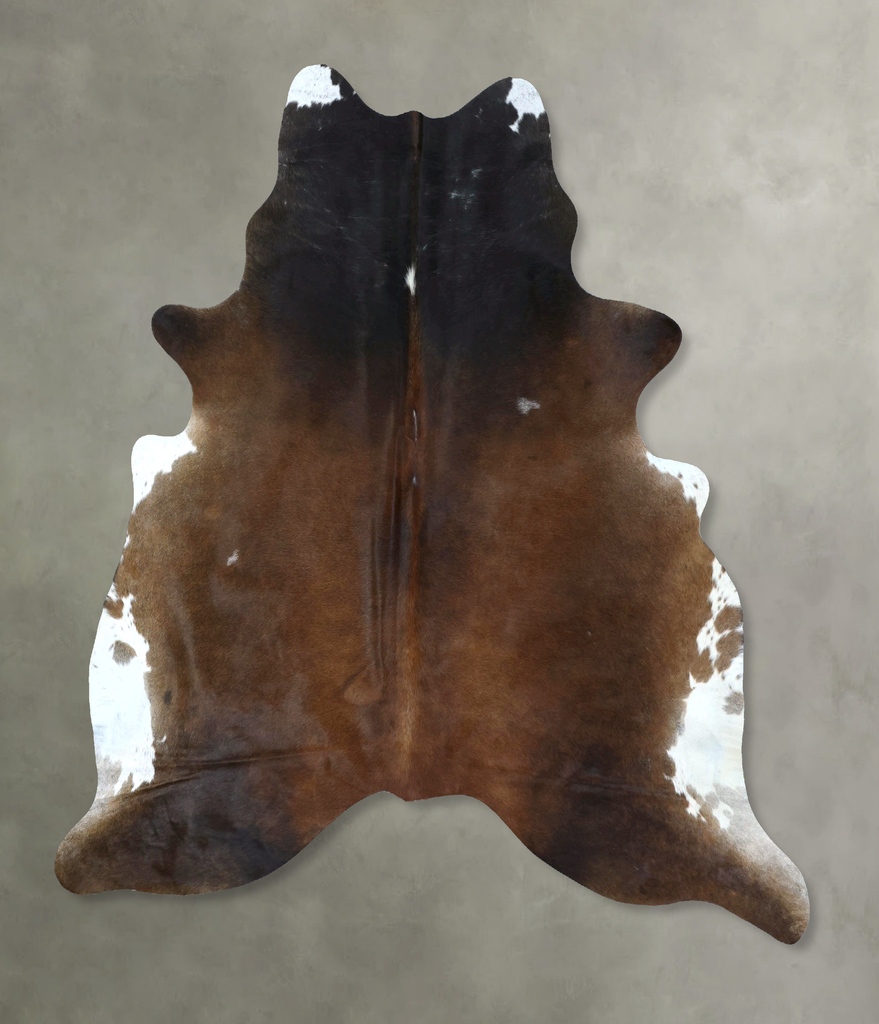 Chocolate and White XX-Large Brazilian Cowhide Rug 7'8"H x 6'8"W #B21116 by Hudson Hides