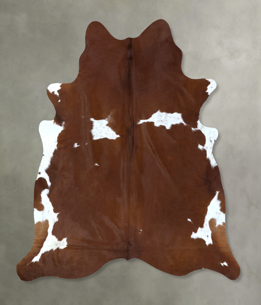 Brown and White X-Large Brazilian Cowhide Rug 7'1"H x 6'5"W #B21119 by Hudson Hides