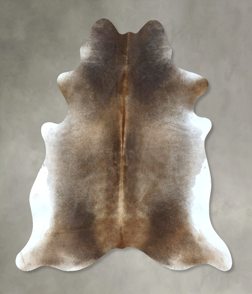 Grey with Beige Large Brazilian Cowhide Rug 6'8"H x 5'11"W #B21123 by Hudson Hides