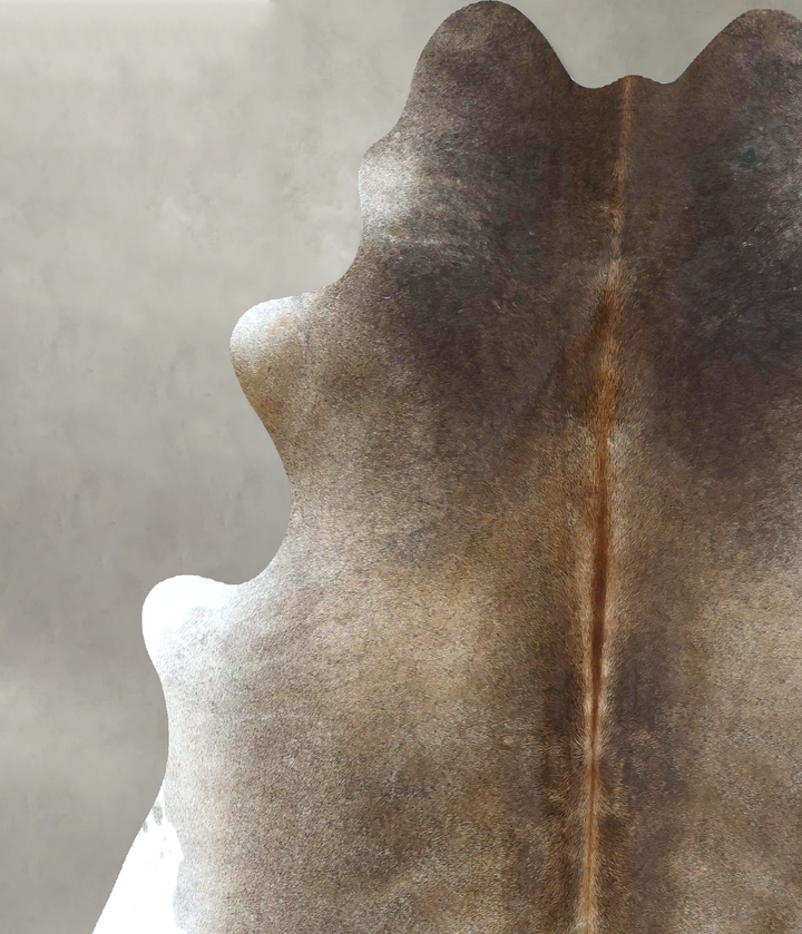 Grey with Beige Large Brazilian Cowhide Rug 6'8"H x 5'11"W #B21123 by Hudson Hides