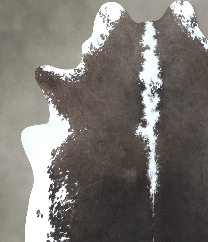 Chocolate and White X-Large Brazilian Cowhide Rug 7'2"H x 6'3"W #B21132 by Hudson Hides