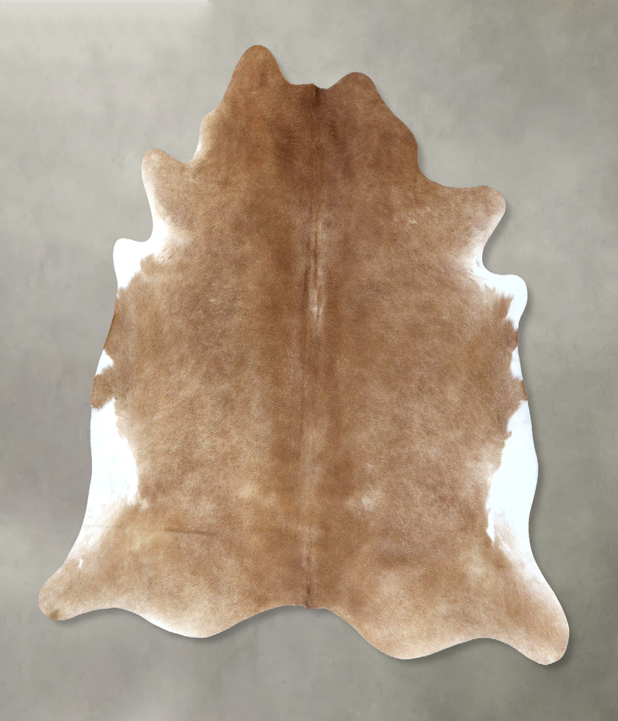 Beige X-Large Brazilian Cowhide Rug 6'7"H x 6'9"W #B21139 by Hudson Hides