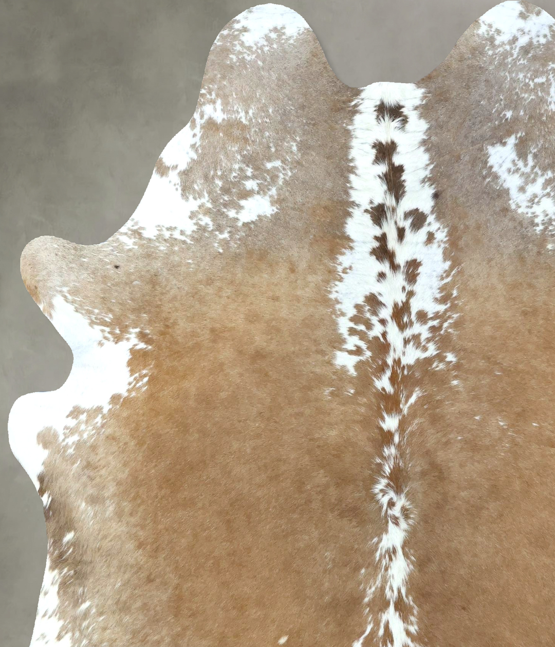 Beige and White Large Brazilian Cowhide Rug 6'9"H x 5'9"W #B21153 by H