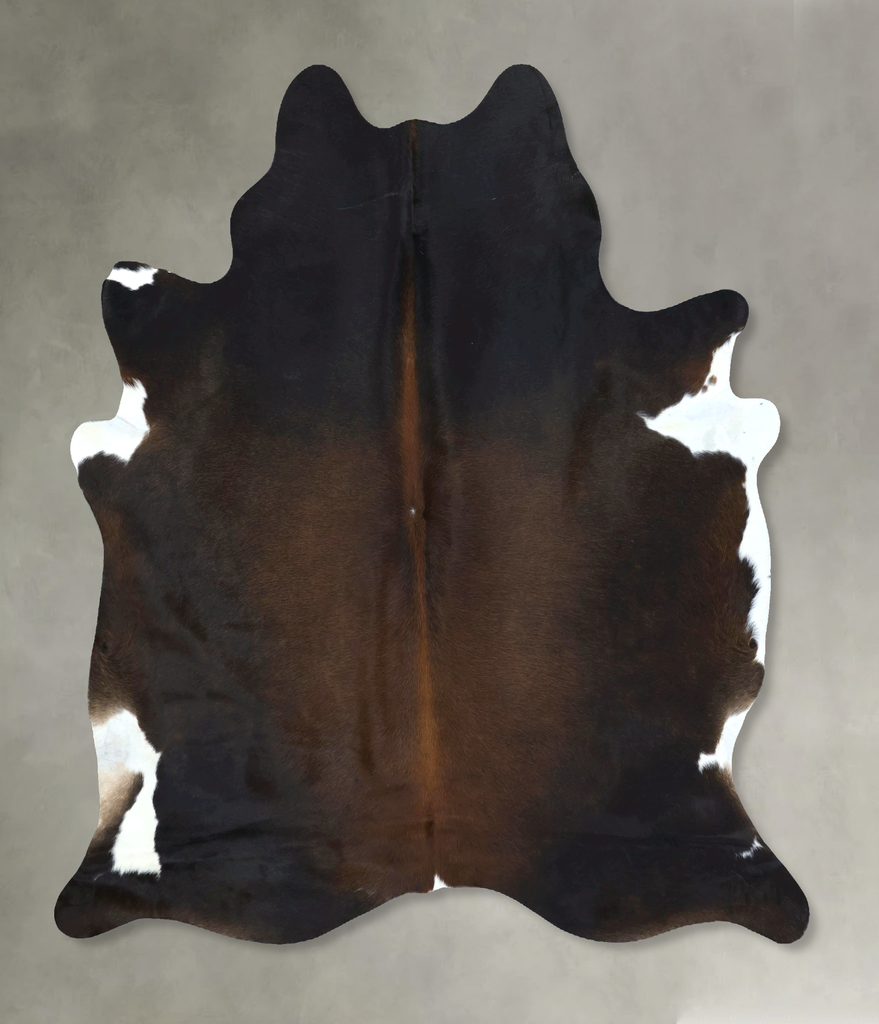 Chocolate and White Large Brazilian Cowhide Rug 6'10"H x 5'9"W #B21162 by Hudson Hides