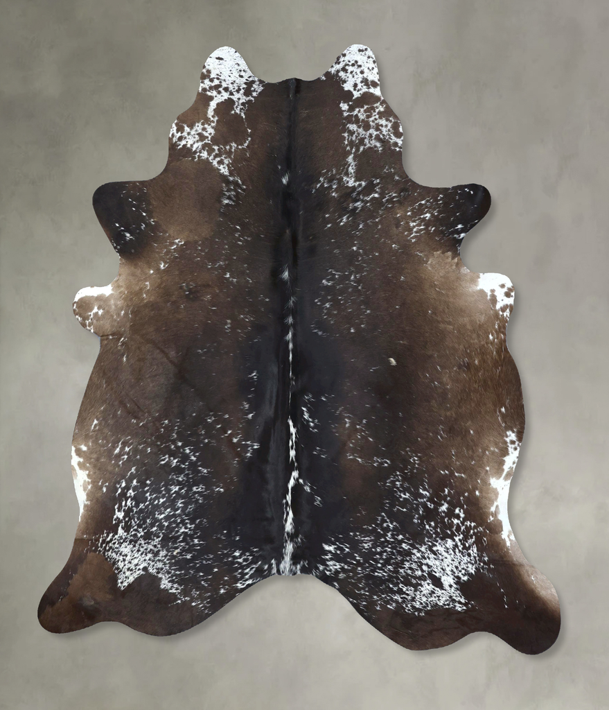 Salt and Pepper Brown Large Brazilian Cowhide Rug 6'7"H x 5'9"W #B21171 by Hudson Hides