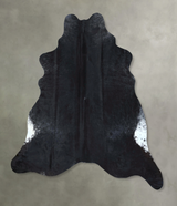 Solid Black X-Large Brazilian Cowhide Rug 7'2"H x 6'6"W #B21175 by Hudson Hides
