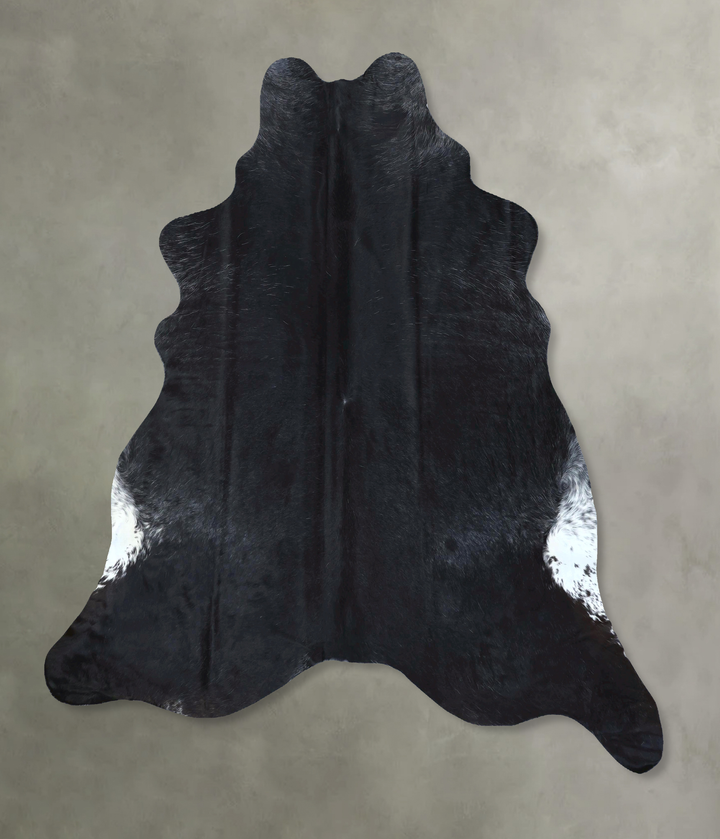 Solid Black X-Large Brazilian Cowhide Rug 7'2"H x 6'6"W #B21175 by Hudson Hides