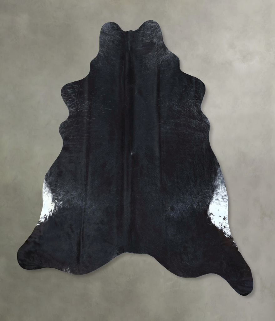 Solid Black X-Large Brazilian Cowhide Rug 7'2"H x 6'6"W #B21175 by Hudson Hides