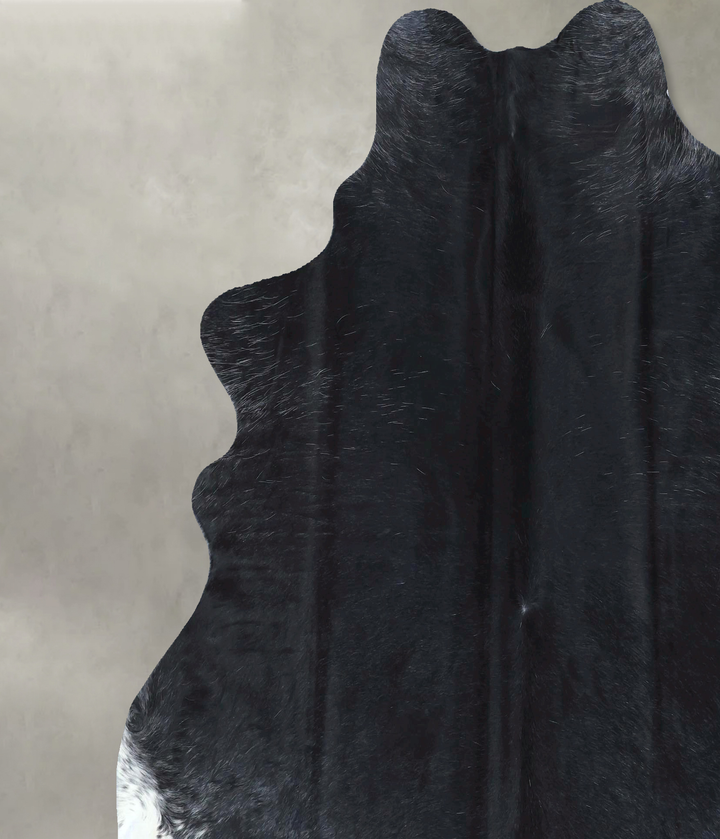 Solid Black X-Large Brazilian Cowhide Rug 7'2"H x 6'6"W #B21175 by Hudson Hides